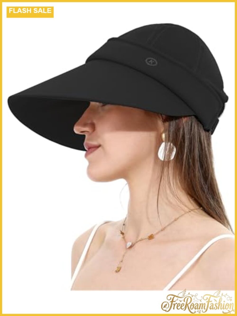Womens Wide Brim Sun Visor Detachable UV Protection UPF 50+ Beach Hat